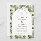 Invitation Dusty Blue Floral Arch Garden Wedding (Devant)