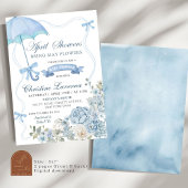 Invitation Dusty Blue Floral Baby shower d'avril