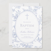 Invitation Dusty Blue Floral Baptism (Devant)