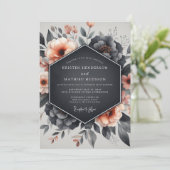 Invitation Dusty Blue Floral Bloom Wedding (Debout devant)