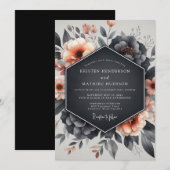 Invitation Dusty Blue Floral Bloom Wedding (Devant / Derrière)