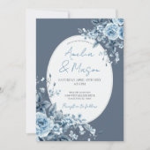 Invitation Dusty Blue Floral Botanical Elegant Wedding (Devant)