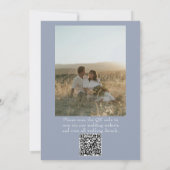 Invitation Dusty Blue Floral Botanical Photo QR Code Wedding (Dos)
