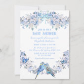 Invitation Dusty Blue Floral Bow Baby shower Whimsical (Devant)