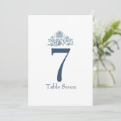 Invitation Dusty Blue Floral Custom Table Number (Debout devant)
