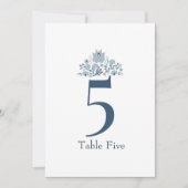 Invitation Dusty Blue Floral Custom Table Number (Devant)