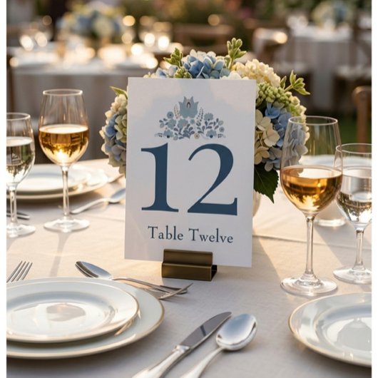 Invitation Dusty Blue Floral Custom Table Number