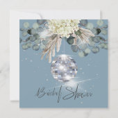 Invitation Dusty Blue Floral Disco Fête des mariées Carré (Dos)