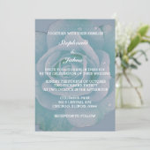 Invitation Dusty Blue Floral Élégant Rose Classy Mariage (Debout devant)
