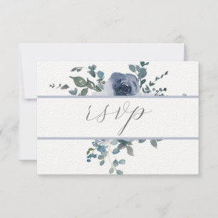 Invitation Dusty Blue Floral et mariage gris RSVP