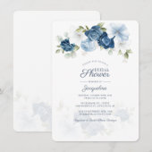 Invitation Dusty Blue Floral Fête des mariées botanique (Devant / Derrière)