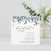 Invitation Dusty Blue Floral Fête des mariées de verdure (Debout devant)