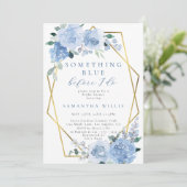 Invitation Dusty Blue Floral Fête des mariées or (Debout devant)
