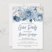 Invitation Dusty Blue Floral Graduation Party (Devant)