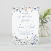 Invitation Dusty Blue Floral Graduation Party Invite (Debout devant)