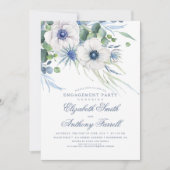 Invitation Dusty Blue Floral Green Party (Devant)