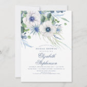 Invitation Dusty Blue Floral Greenery Fête des mariées modern (Devant)