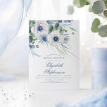 Invitation Dusty Blue Floral Greenery Fête des mariées modern<br><div class="desc">Aquarelle de la verdure eucalyptus,  fleurs d'anémones,  chardon bleu poussiéreux élégante nuptiale invitations à la douche</div>