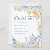 Invitation Dusty Blue Floral & Lemon Bridal Tea Fête des mari (Devant)