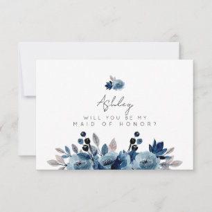 Invitation Dusty Blue Floral Maid of Honor