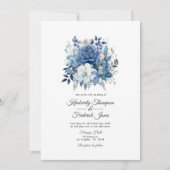 Invitation Dusty Blue Floral Mariage (Devant)