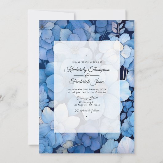 Invitation Dusty Blue Floral Mariage (Devant)
