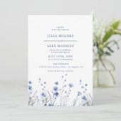 Invitation Dusty Blue Floral Mariage (Debout devant)