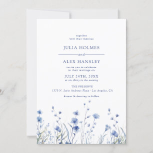 Invitation Dusty Blue Floral Mariage