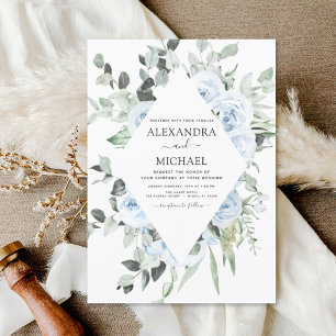 Invitation Dusty Blue Floral Mariage