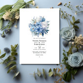 Invitation Dusty Blue Floral Mariage