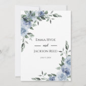 Invitation Dusty Blue Floral Mariage (Dos)