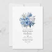 Invitation Dusty Blue Floral Mariage (Devant)