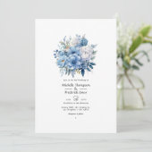 Invitation Dusty Blue Floral Mariage (Debout devant)