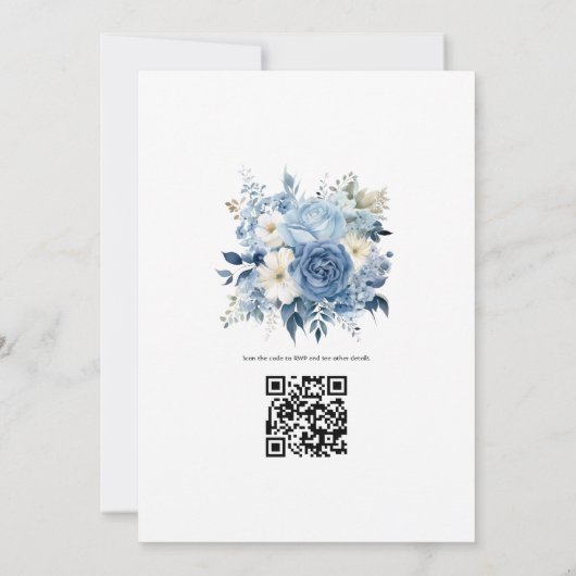 Invitation Dusty Blue Floral Mariage (Dos)