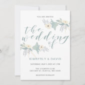 Invitation Dusty Blue Floral Mariage (Devant)