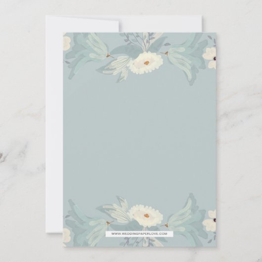 Invitation Dusty Blue Floral Mariage (Dos)