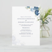 Invitation Dusty Blue Floral Mariage (Debout devant)
