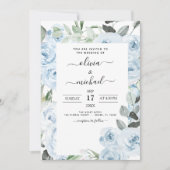Invitation Dusty Blue Floral Mariage (Devant)