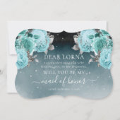 Invitation Dusty Blue Floral Mariage Be My Maid of Honor (Devant)