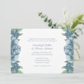 Invitation Dusty Blue Floral Mariage botanique (Debout devant)