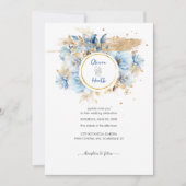 Invitation Dusty Blue Floral Mariage or (Devant)