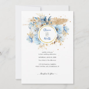 Invitation Dusty Blue Floral Mariage or