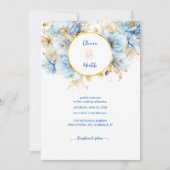 Invitation Dusty Blue Floral Mariage or (Devant)