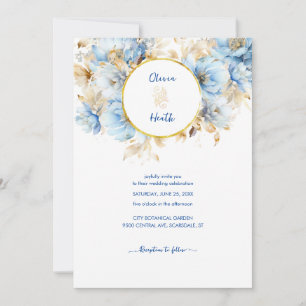 Invitation Dusty Blue Floral Mariage or