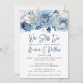 Invitation Dusty Blue Floral Mariage Vow Renouvellement (Devant)