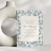 Invitation Dusty Blue Floral Modern Spring Bridal Shower