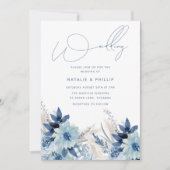 Invitation Dusty Blue Floral Moderne Mariage élégant (Devant)