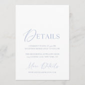 Invitation Dusty Blue Floral Monogram Wedding Details Card  (Devant)