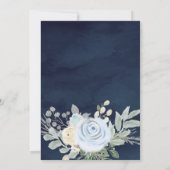 Invitation Dusty Blue Floral Navy Blue Anniversaire Party (Dos)