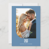 Invitation Dusty Blue Floral Photo and QR Code Wedding (Dos)